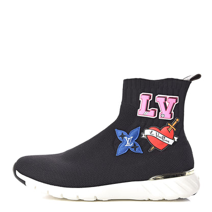 Louis Vuitton Stretch Fabric LV Black Heart Sock Sneaker 41 Black 1 of 9