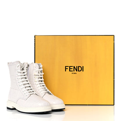 Fendi Nappa FF Embossed Womens Biker Boots 35 Snow 11 of 11