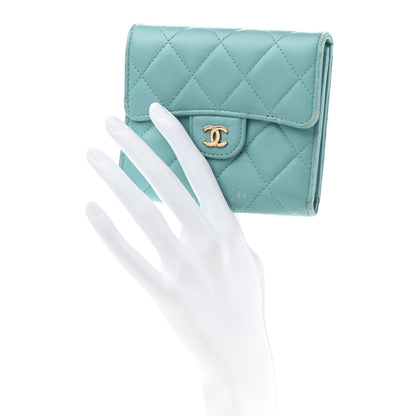 Chanel Lambskin Quilted Compact Flap Wallet Light Blue 2 of 18
