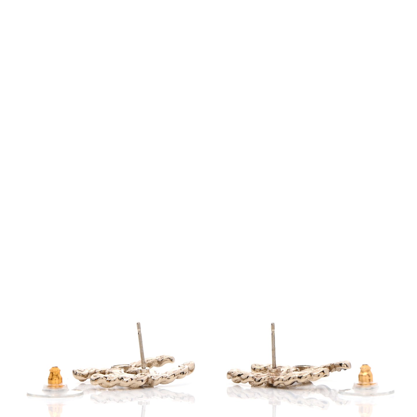 Enamel Metal Chain French New Wave CC Earrings Black Gold