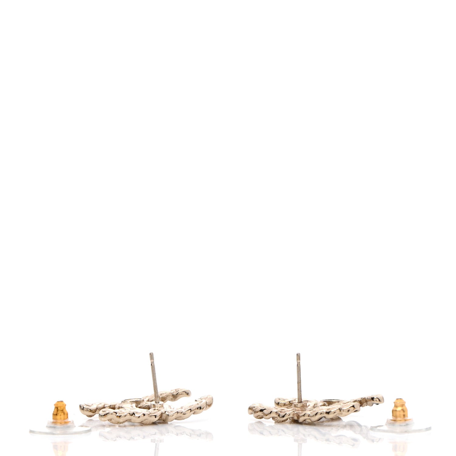 Chanel Enamel Metal Chain French New Wave CC Earrings Black Gold 3 of 4
