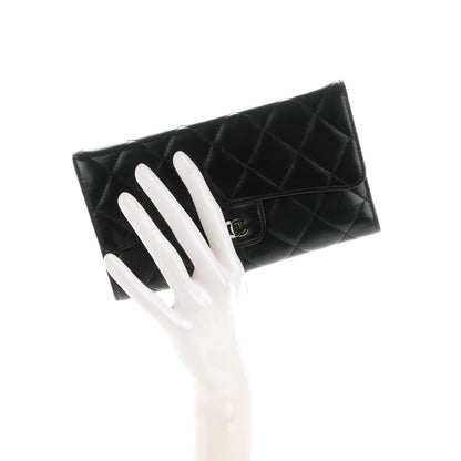 Chanel Lambskin Quilted Large Flap Wallet Black 2 of 8