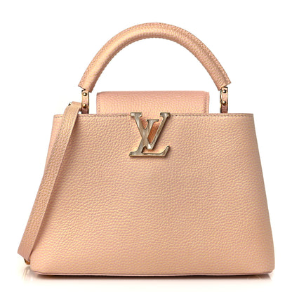 Louis Vuitton Metallic Taurillon Seashell Capucines BB Pink Yellow 1 of 8