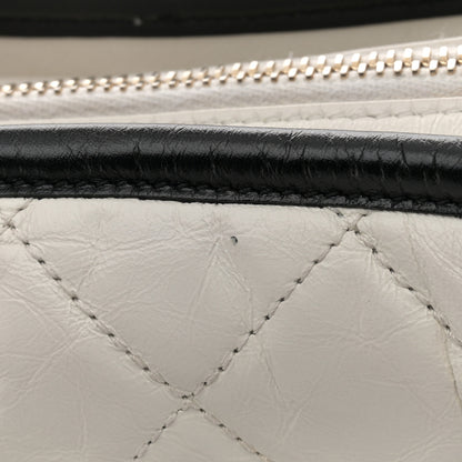 Chanel Aged Calfskin Quilted Small Gabrielle Hobo Black White 11 of 14