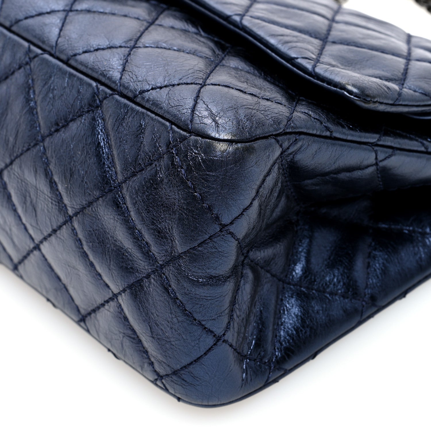 Chanel Metallic Aged Calfskin Quilted 2.55 Reissue 226 Flap Dark Navy Blue 10 of 10