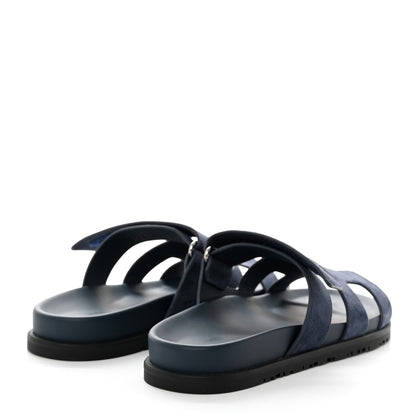 Hermes Suede Goatskin Womens Chypre Sandals 38.5 Bleu Celeste 4 of 10