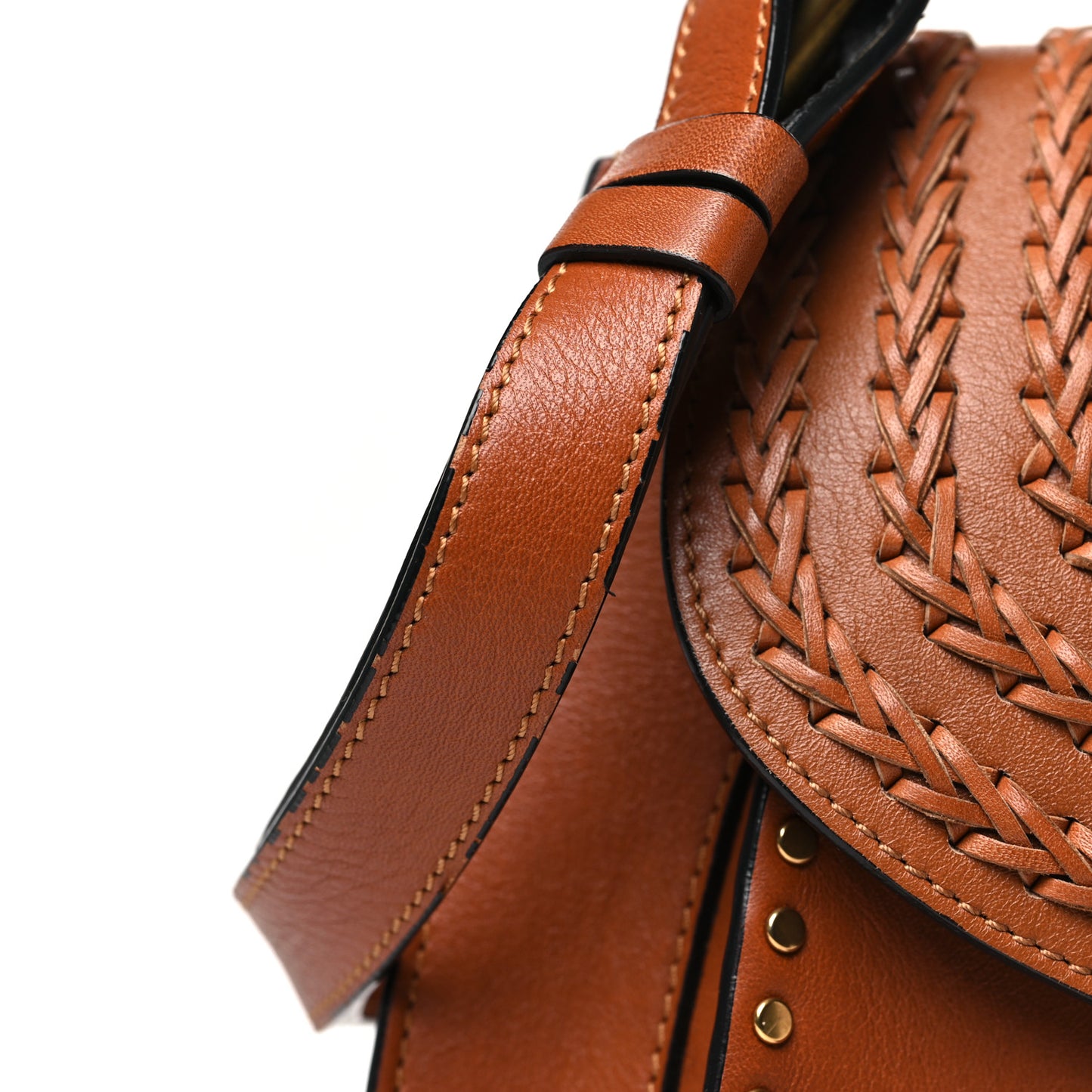 Calfskin Braided Medium Hudson Shoulder Bag Caramel