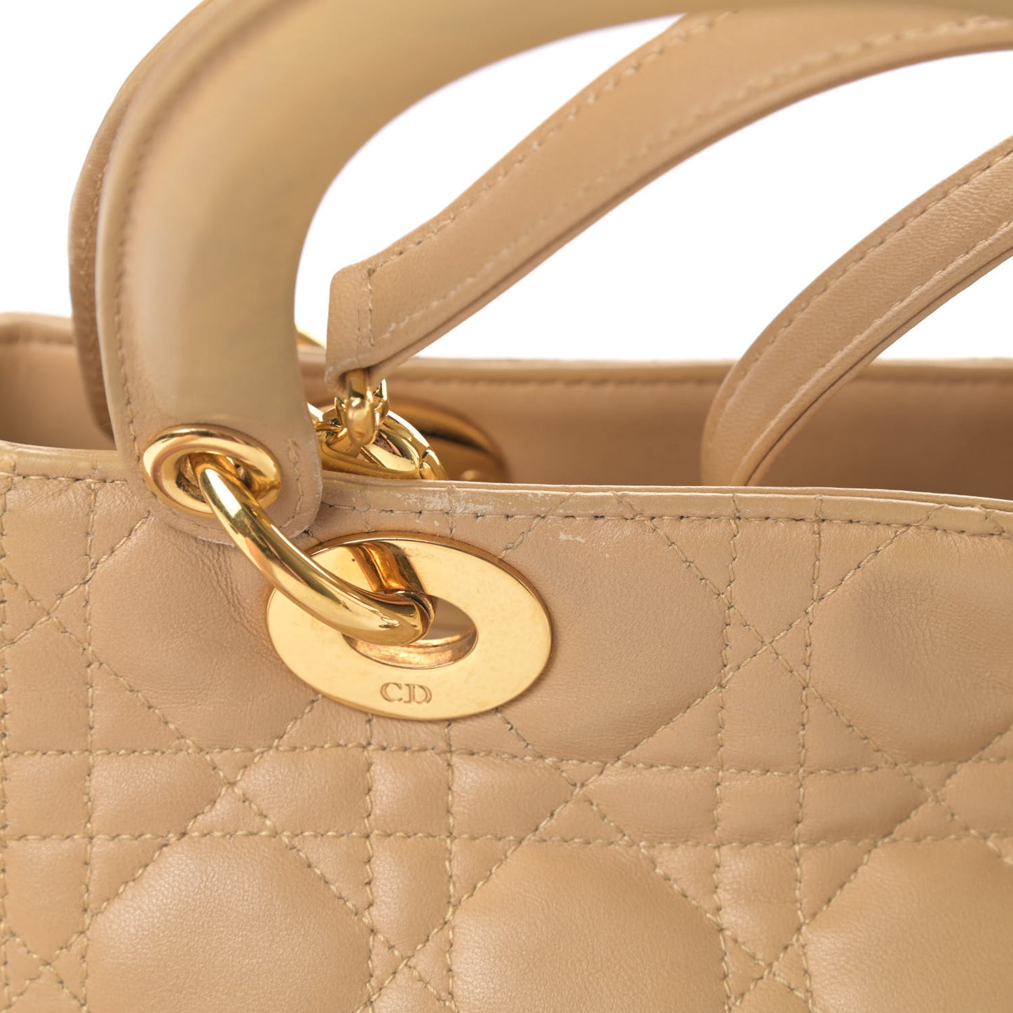 Lambskin Cannage Medium Lady Dior Beige
