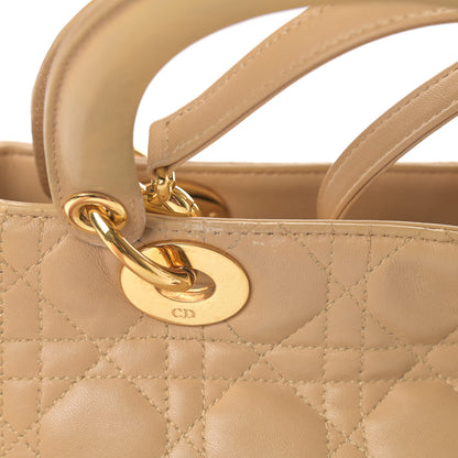 Christian Dior Lambskin Cannage Medium Lady Dior Beige 18 of 18