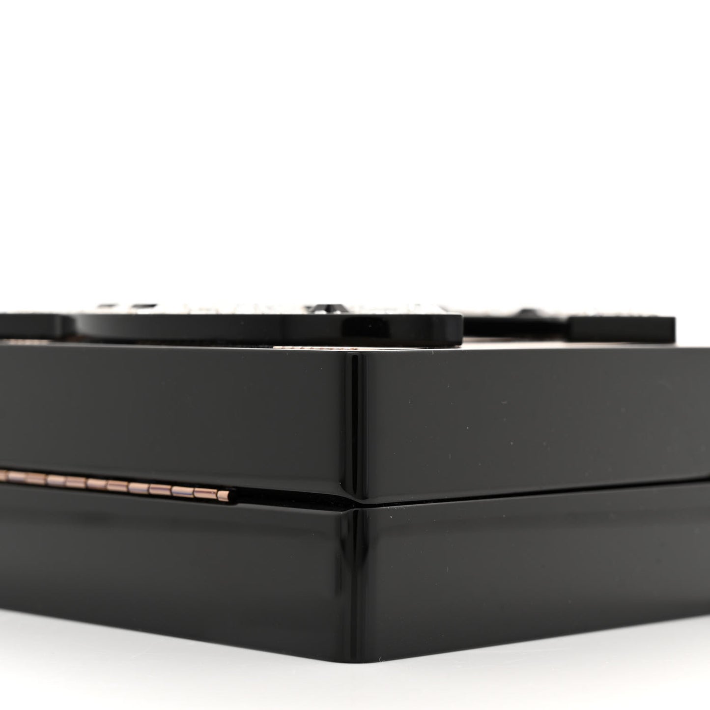 Plexiglass Crystal CC Minaudiere Clutch Black Copper