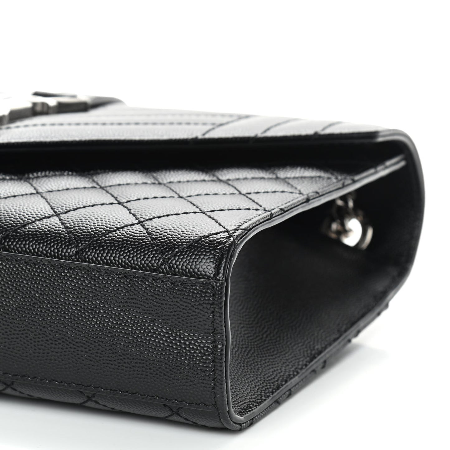 Grain De Poudre Textured Mixed Matelasse Triquilt Medium Monogram Satchel Black