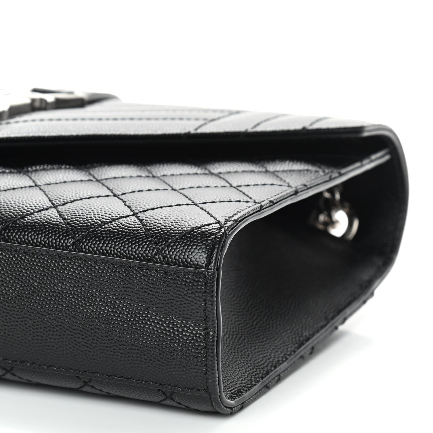 Saint Laurent Grain De Poudre Textured Mixed Matelasse Triquilt Medium Monogram Satchel Black 8 of 8