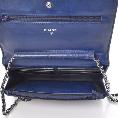 Chanel Patent Calfskin Quilted Reissue Wallet On Chain WOC Dark Navy Blue 5 of 9