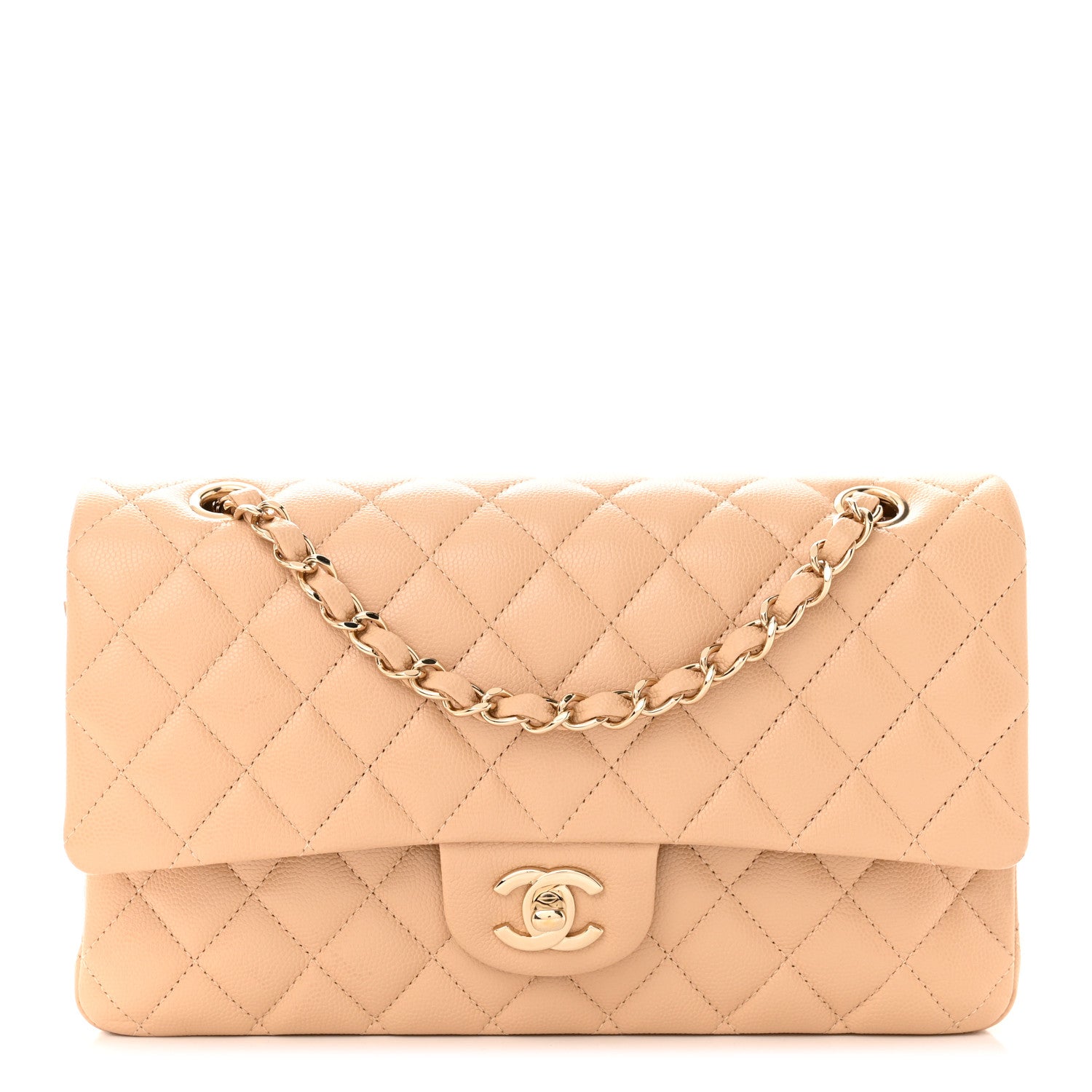 Chanel Caviar Quilted Medium Double Flap Beige 1 of 12