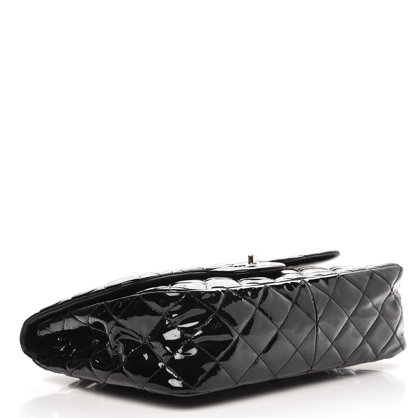 Patent Quilted Jumbo Single Flap Black