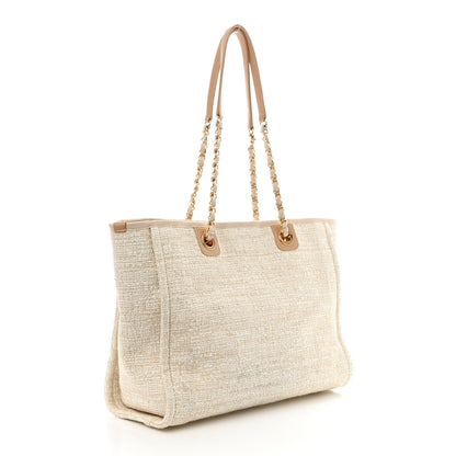 Chanel Lurex Boucle Small Deauville Tote Ivory 3 of 11