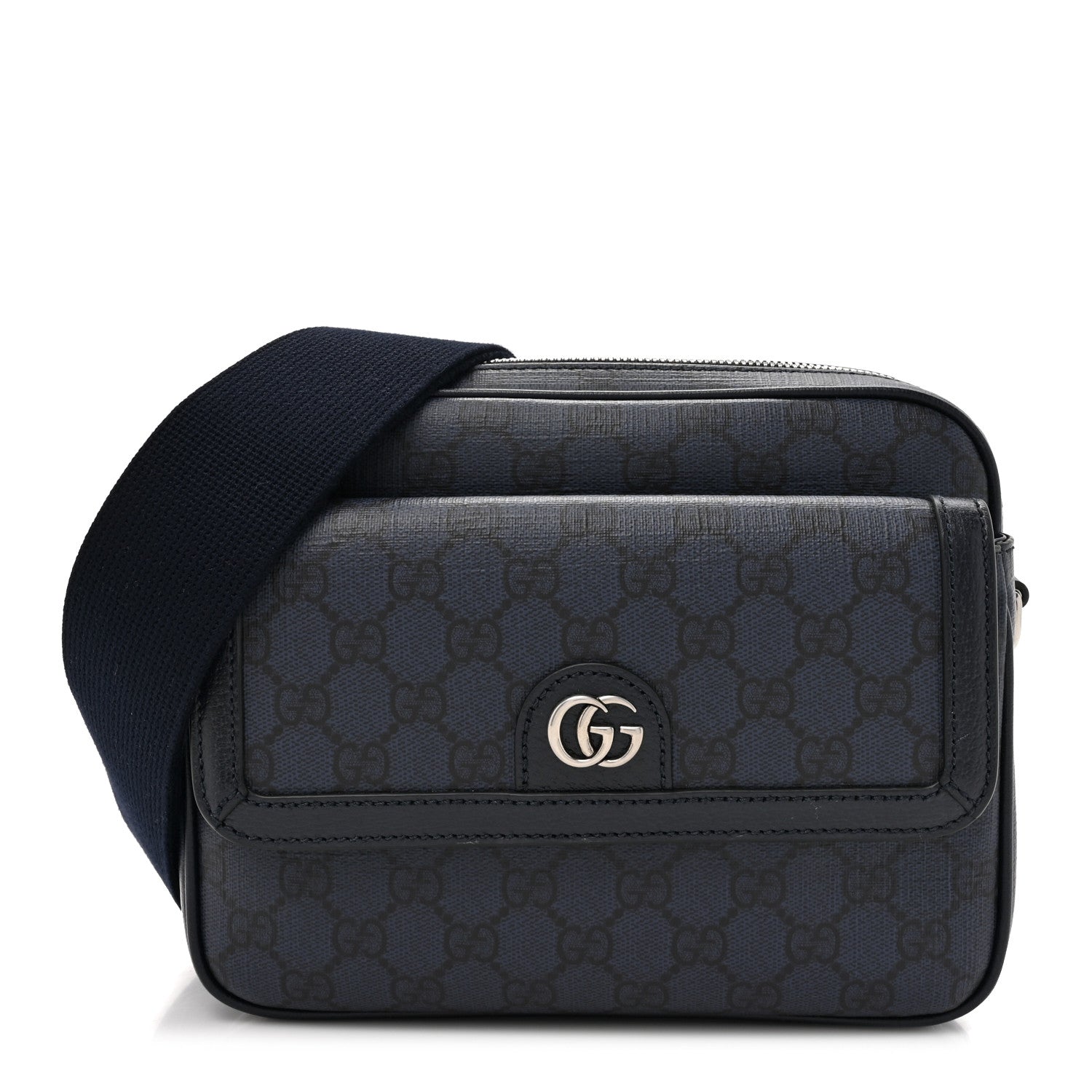 Gucci Tender GG Supreme Monogram Textured Dollar Calfskin Ophidia Small Crossbody Bag Dark Blue 1 of 11