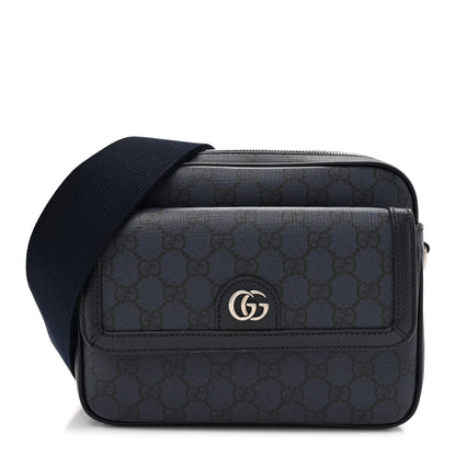 Gucci Tender GG Supreme Monogram Textured Dollar Calfskin Ophidia Small Crossbody Bag Dark Blue 1 of 11