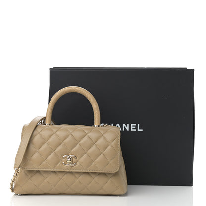 Chanel Caviar Lizard Embossed Quilted Mini Coco Handle Flap Dark Beige 11 of 11