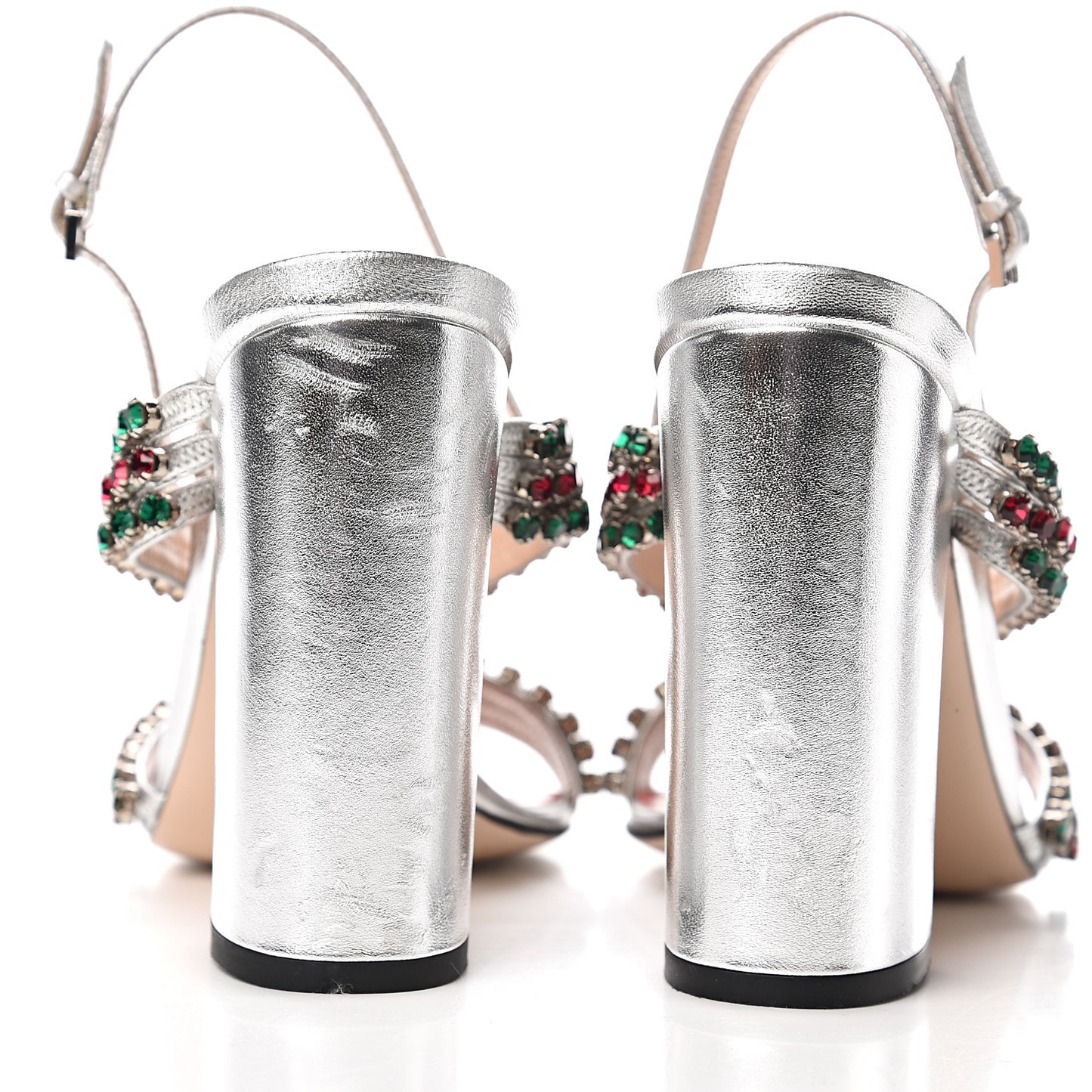 Nappa Silk Crystal Bertie High Heel Sandals 39 Argento