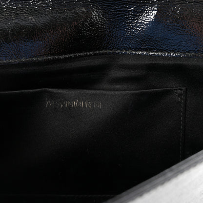 Saint Laurent Textured Patent Monogram Large Belle De Jour Clutch Black 6 of 6