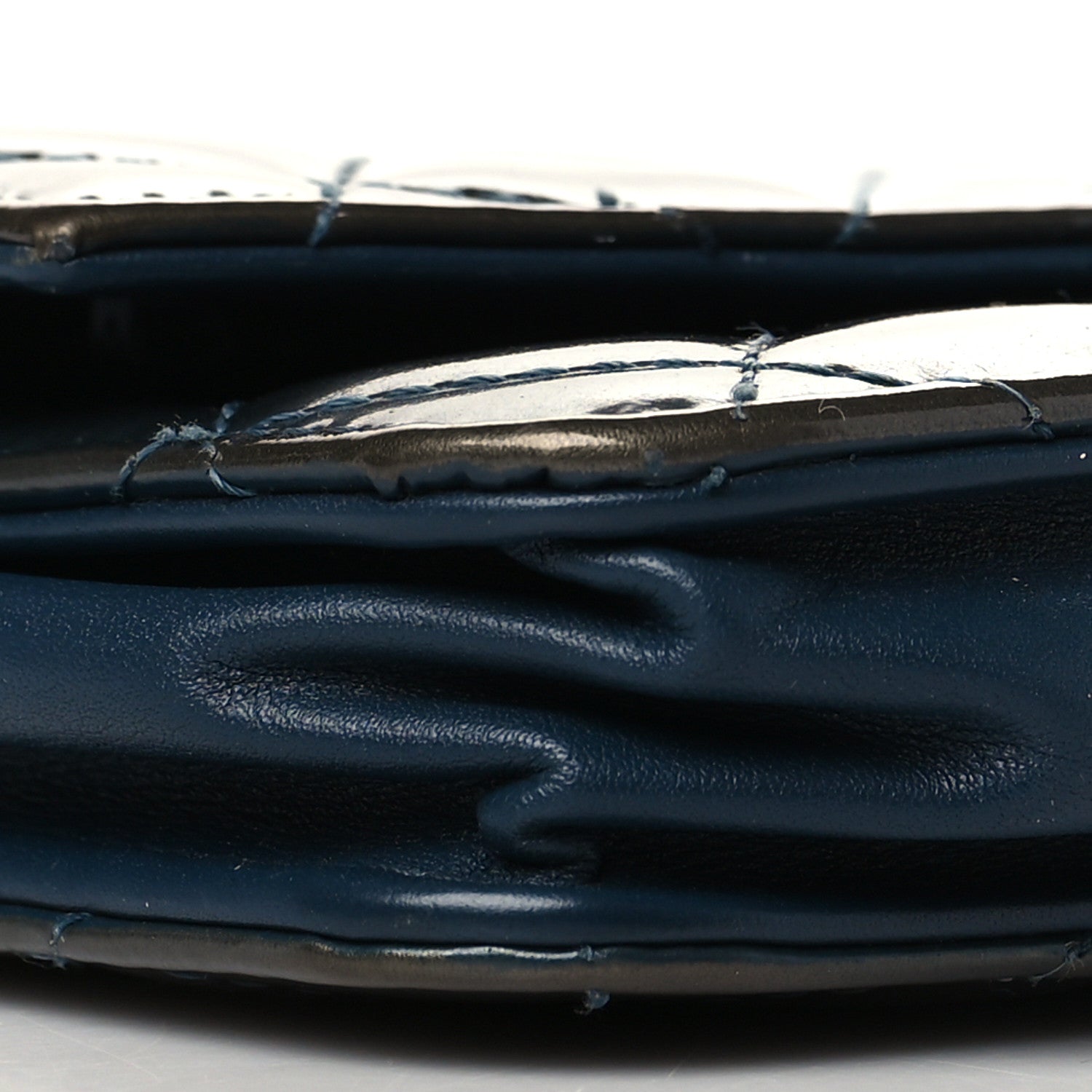 Chanel Patent Quilted Brilliant Wallet On Chain WOC Blue 10 of 14