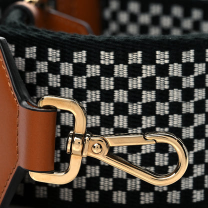 Fendi Ribbon Vitello King Logo Embossed Gingham Woven Adjustable Strap You Panna Black Cuoio 2 of 6