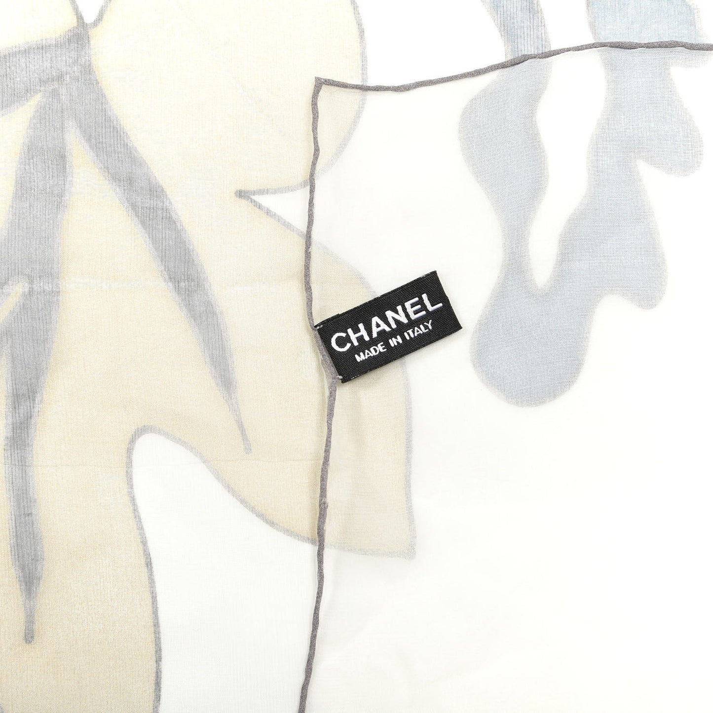 Silk Chiffon CC Floral Square Scarf Ivory Multicolor