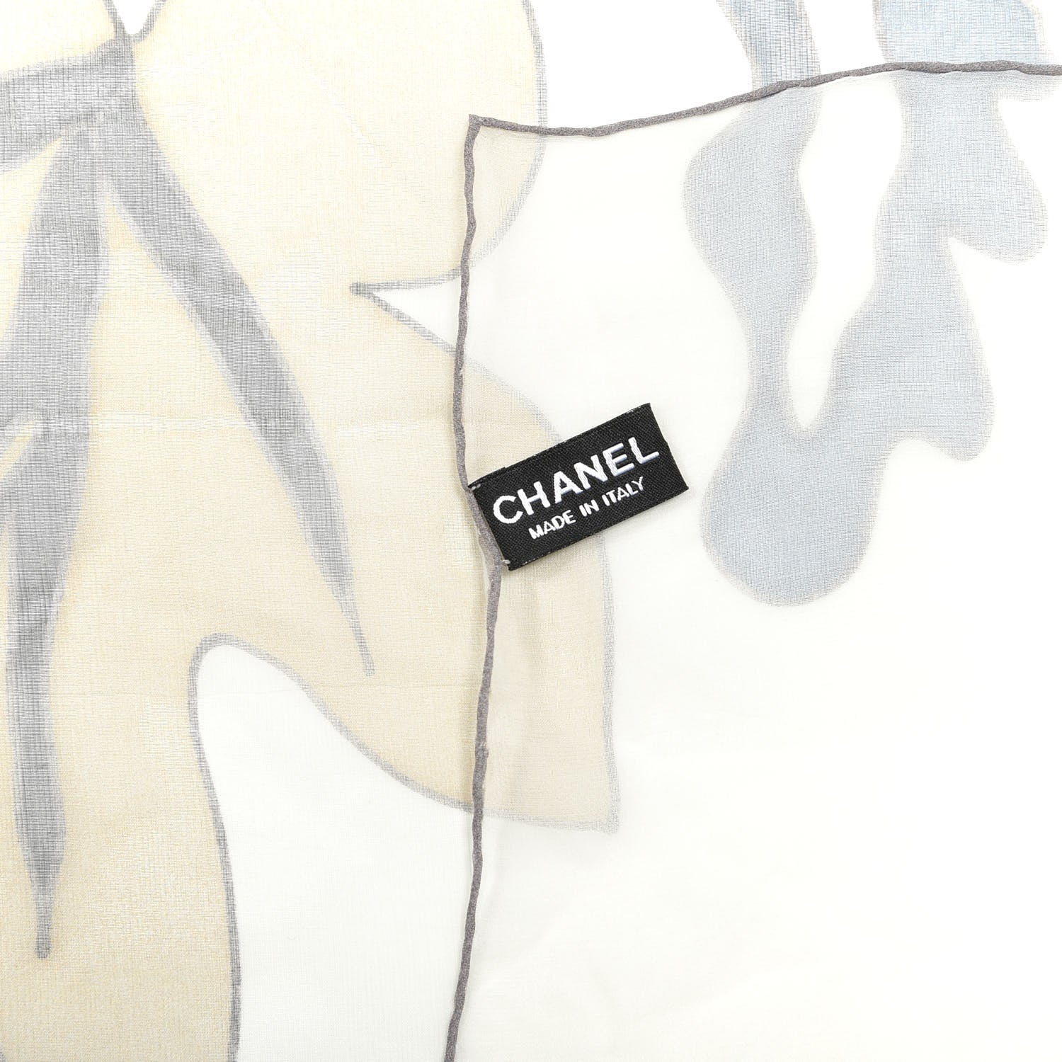 Chanel Silk Chiffon CC Floral Square Scarf Ivory Multicolor 2 of 4