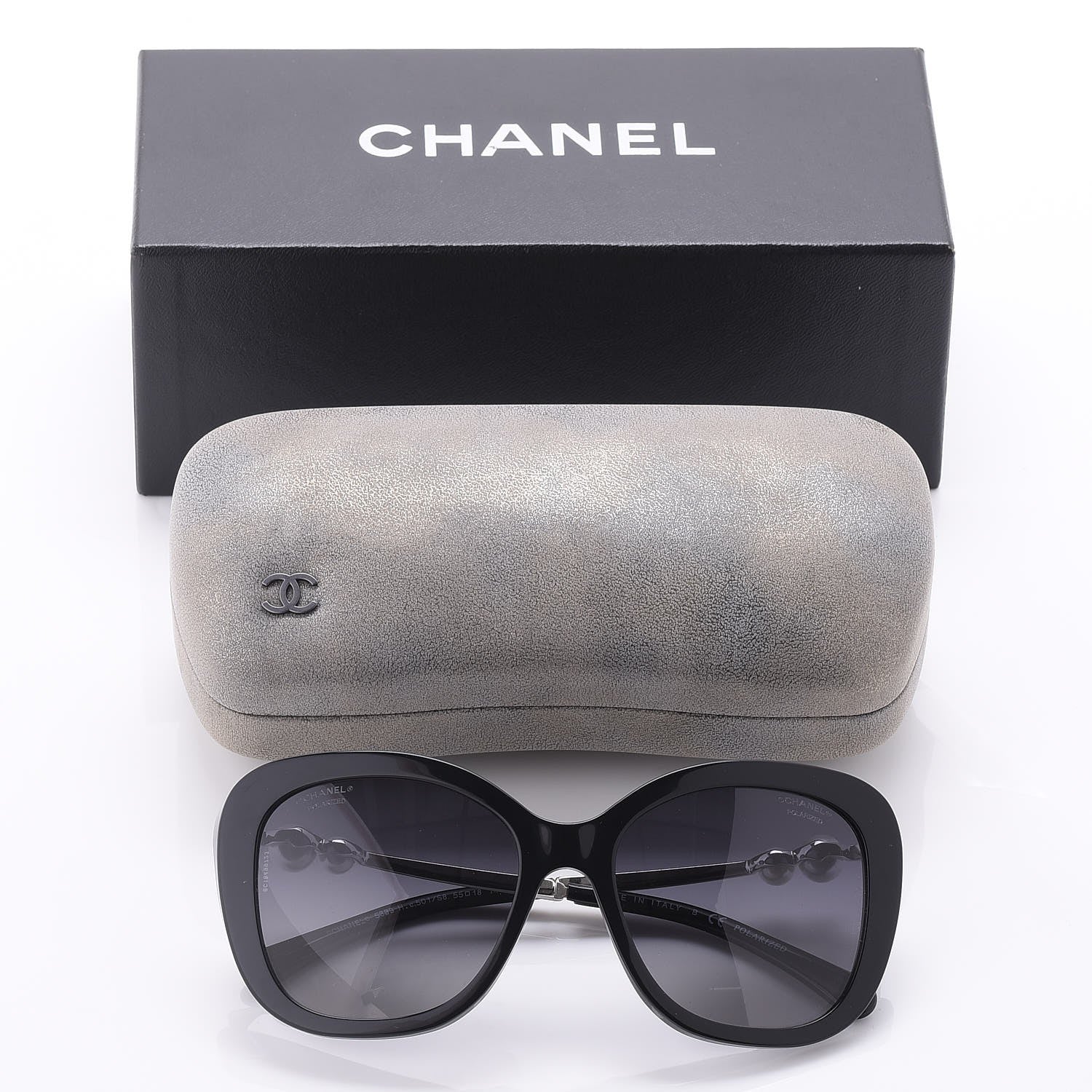Chanel Acetate Polarized Butterfly Winter Pearl Sunglasses 5339-H-A Black 8 of 8