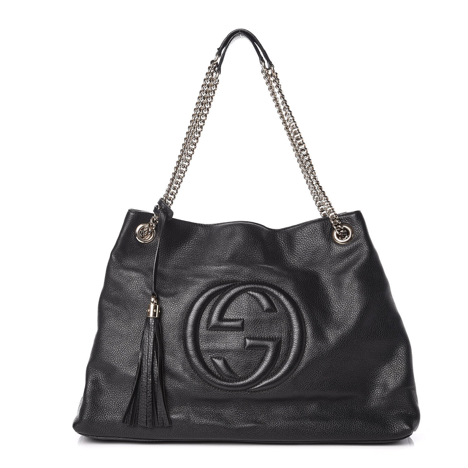 Gucci Pebbled Calfskin Large Soho Chain Shoulder Bag Black 1 of 12