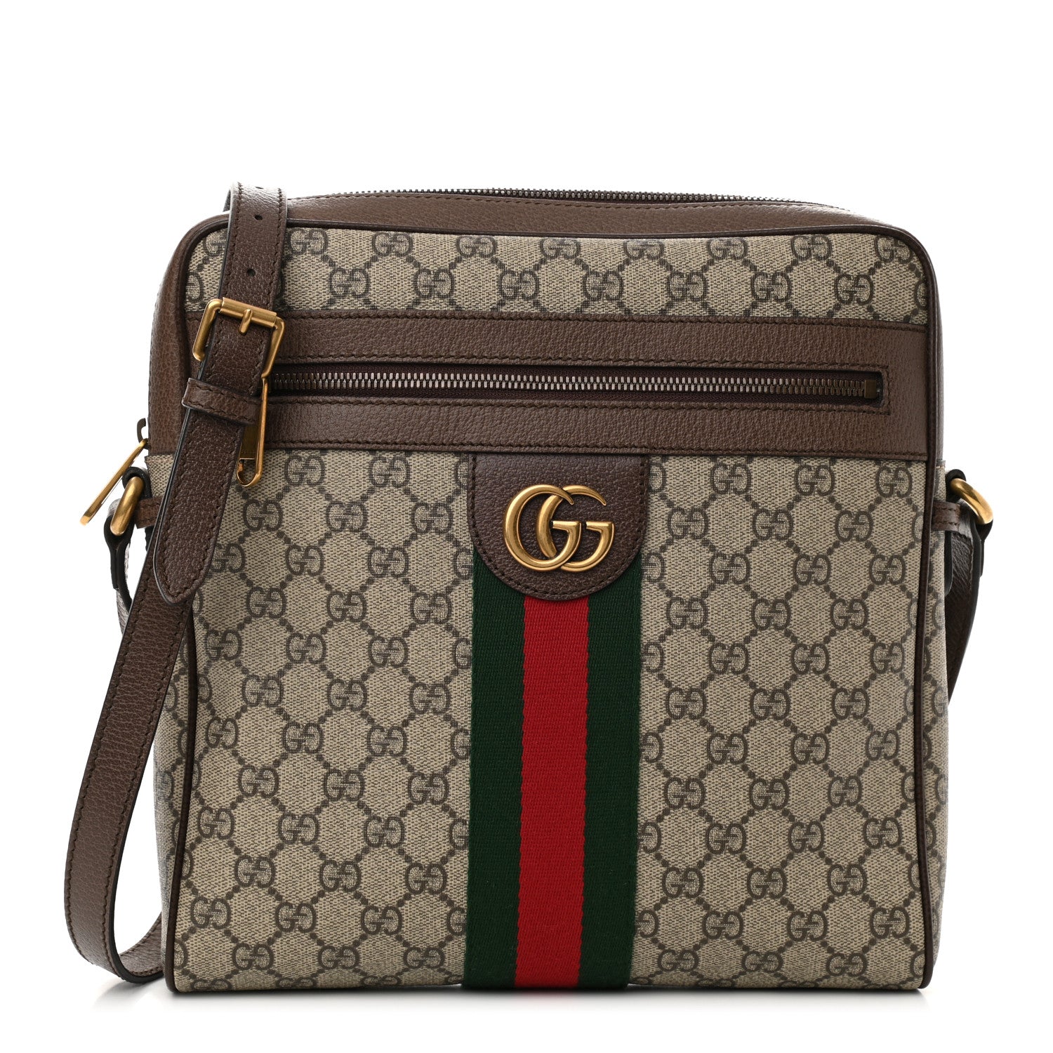 Gucci GG Supreme Monogram Web Medium Ophidia Messenger Bag Brown 1 of 11