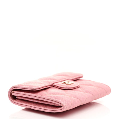 Chanel Iridescent Caviar Flap Quilted Card Holder Wallet Pink 4 of 8