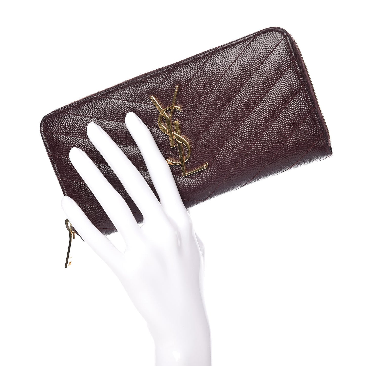 Grain De Poudre Matelasse Chevron Monogram Zip Around Wallet Amaranto
