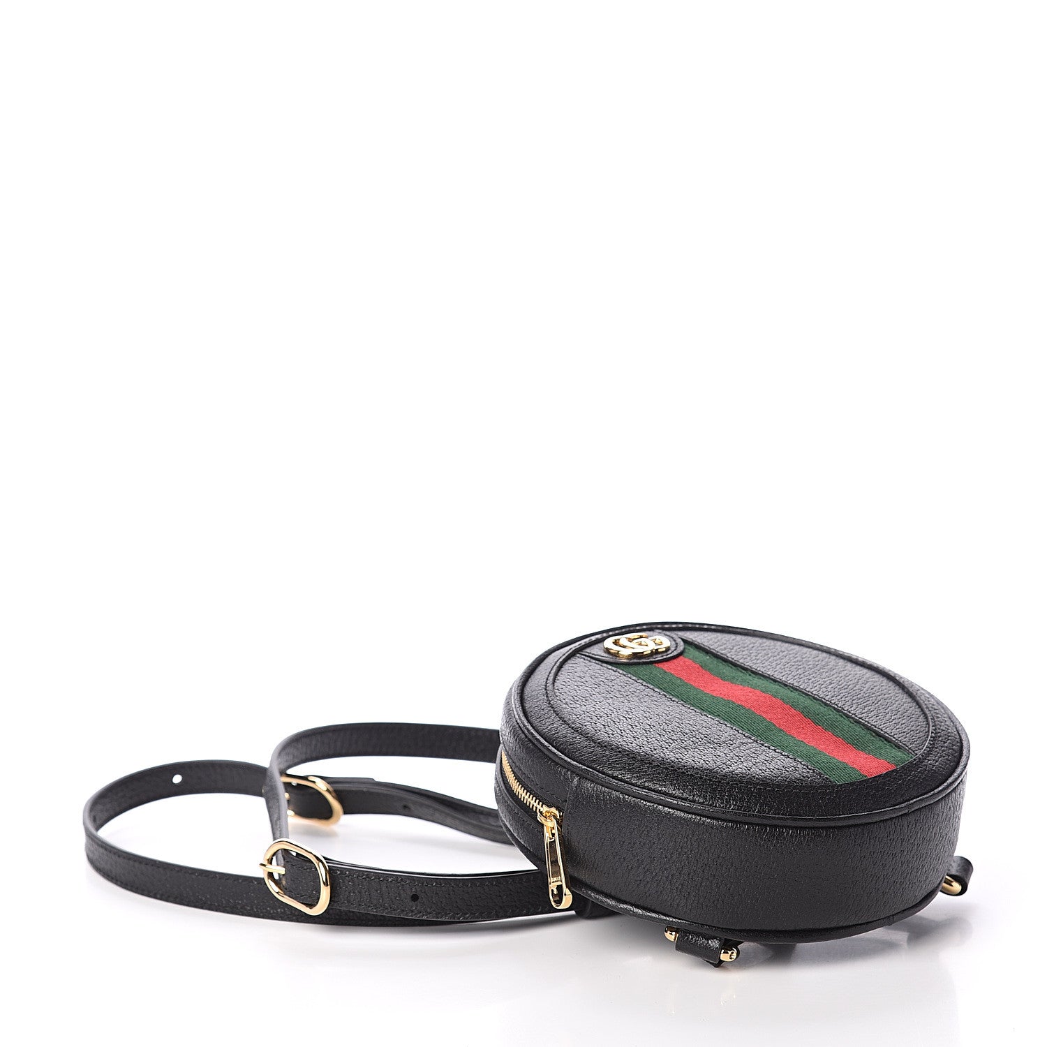 Gucci Grained Calfskin Web Mini Ophidia Round Backpack Black 3 of 8
