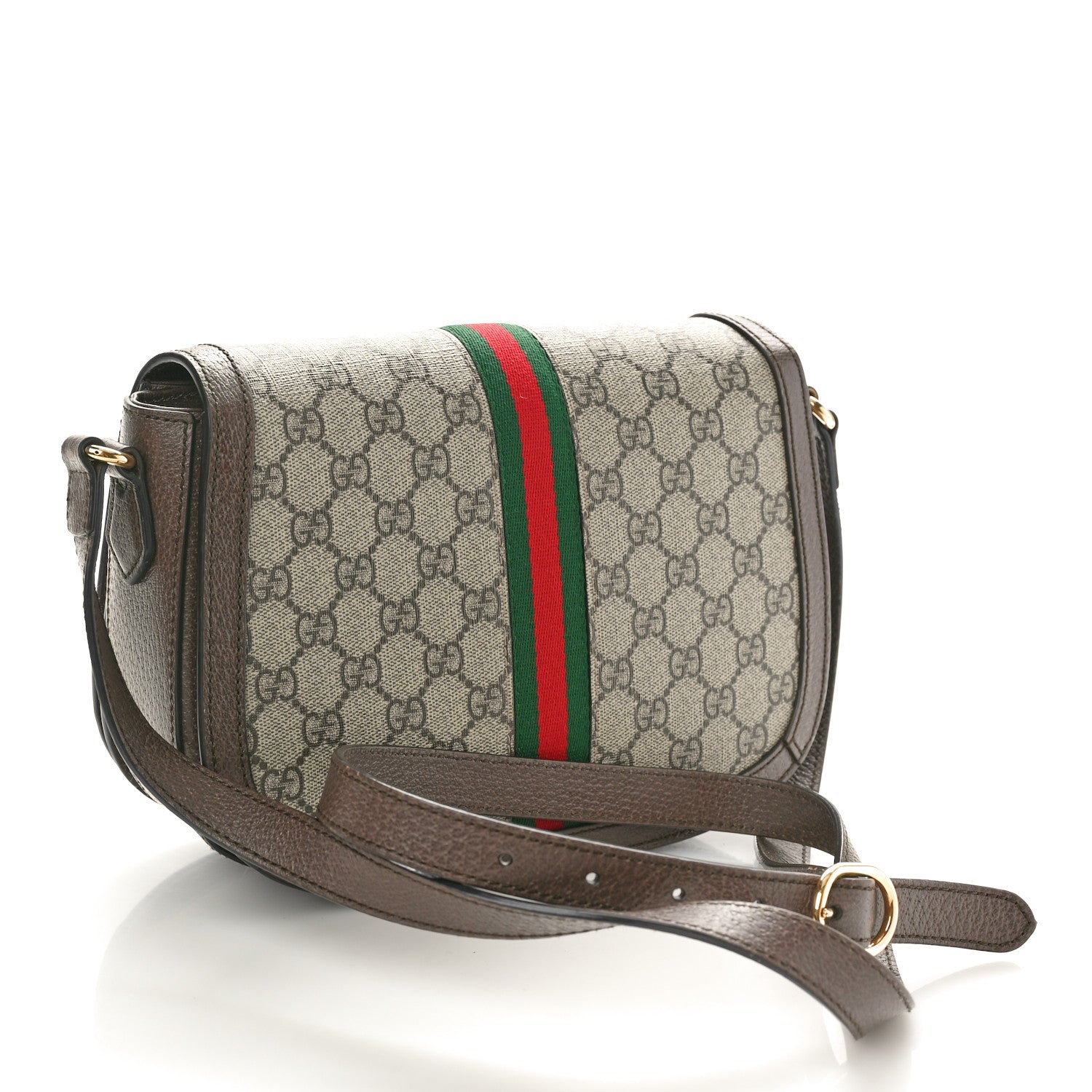 Gucci GG Supreme Monogram Web Small Ophidia Flap Messenger Bag Brown 3 of 14