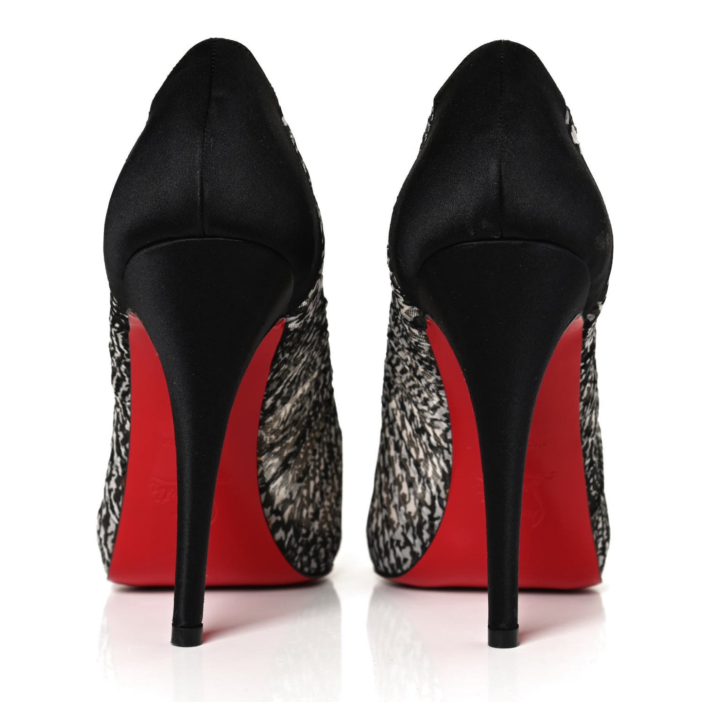 Crepe Satin Chiffon Parisienne Plato 120 Pumps 37.5 Black White