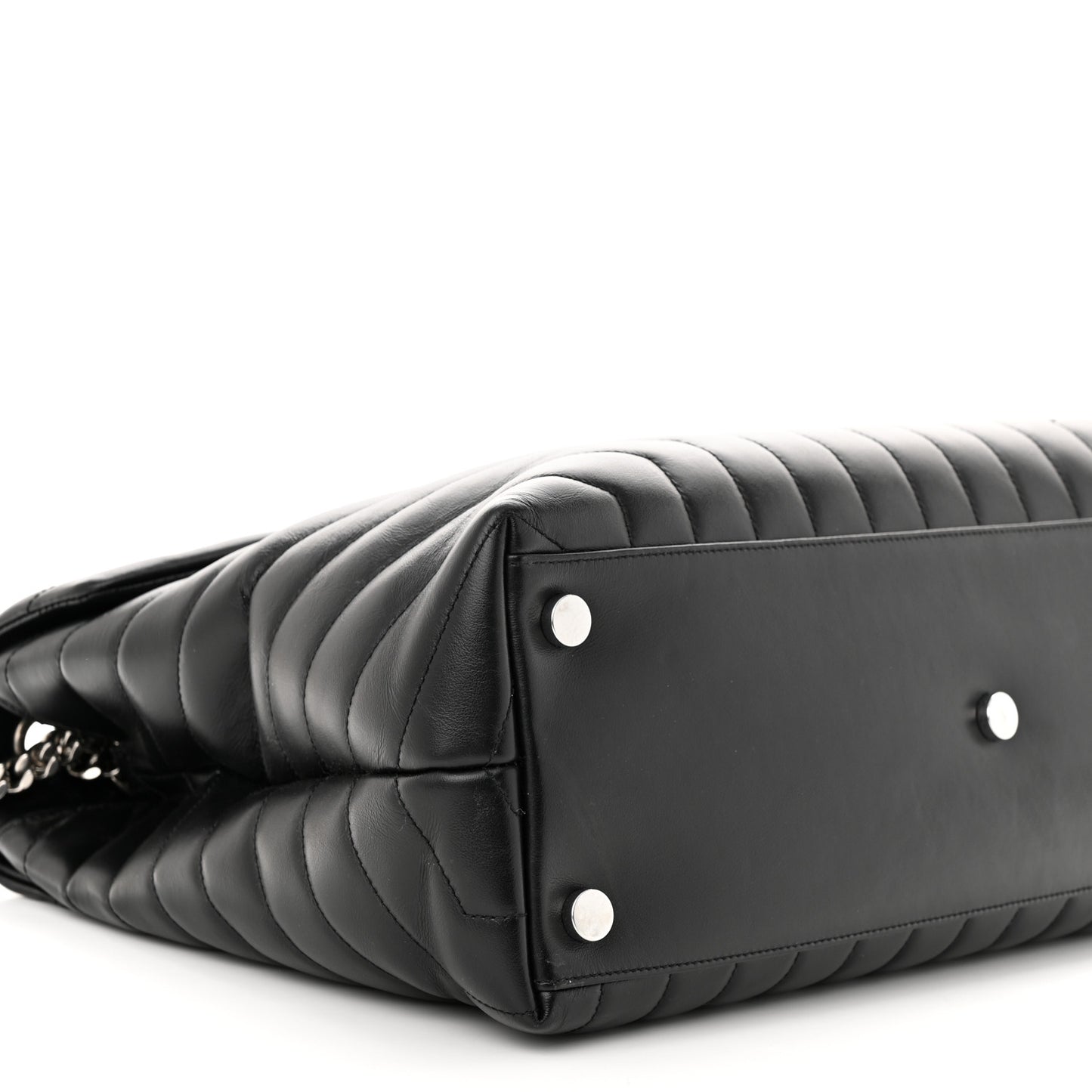 Calfskin Y Quilted Monogram Large Loulou Chain Satchel Black