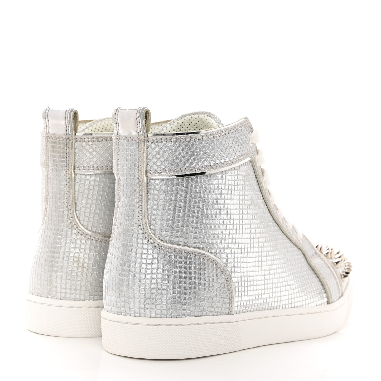 Micro 3D Specchio Spikes Womens Lou Flat Sneakers 37.5 Silver