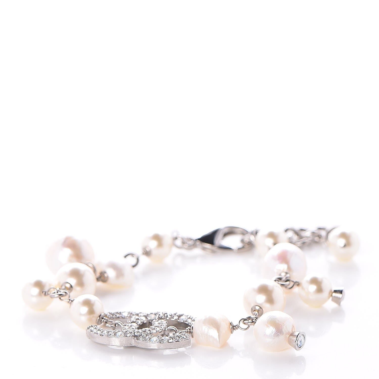 Chanel Pearl Crystal CC Bracelet Pearly White 1 of 6