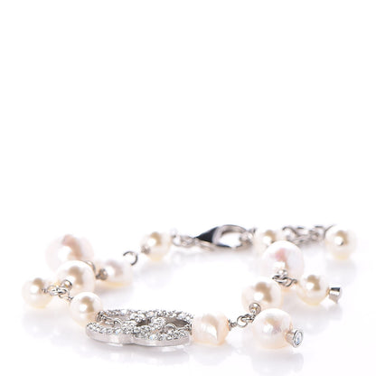 Chanel Pearl Crystal CC Bracelet Pearly White 1 of 6