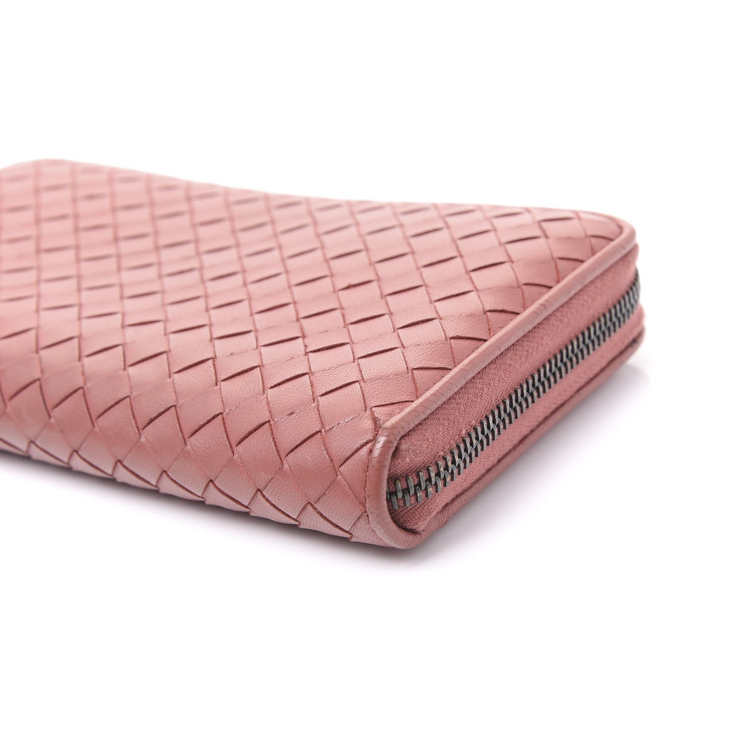 Nappa Intrecciato Zip Around Wallet Pink