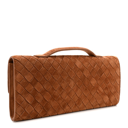 Bottega Veneta Suede Intrecciato Long Andiamo Top Handle Clutch Amber 3 of 6