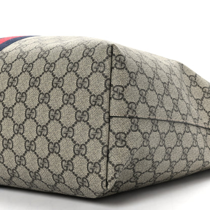Gucci GG Supreme Monogram Textured Dollar Calfskin Web Medium Ophidia Shopping Tote Beige Ebony Mystic White 10 of 10