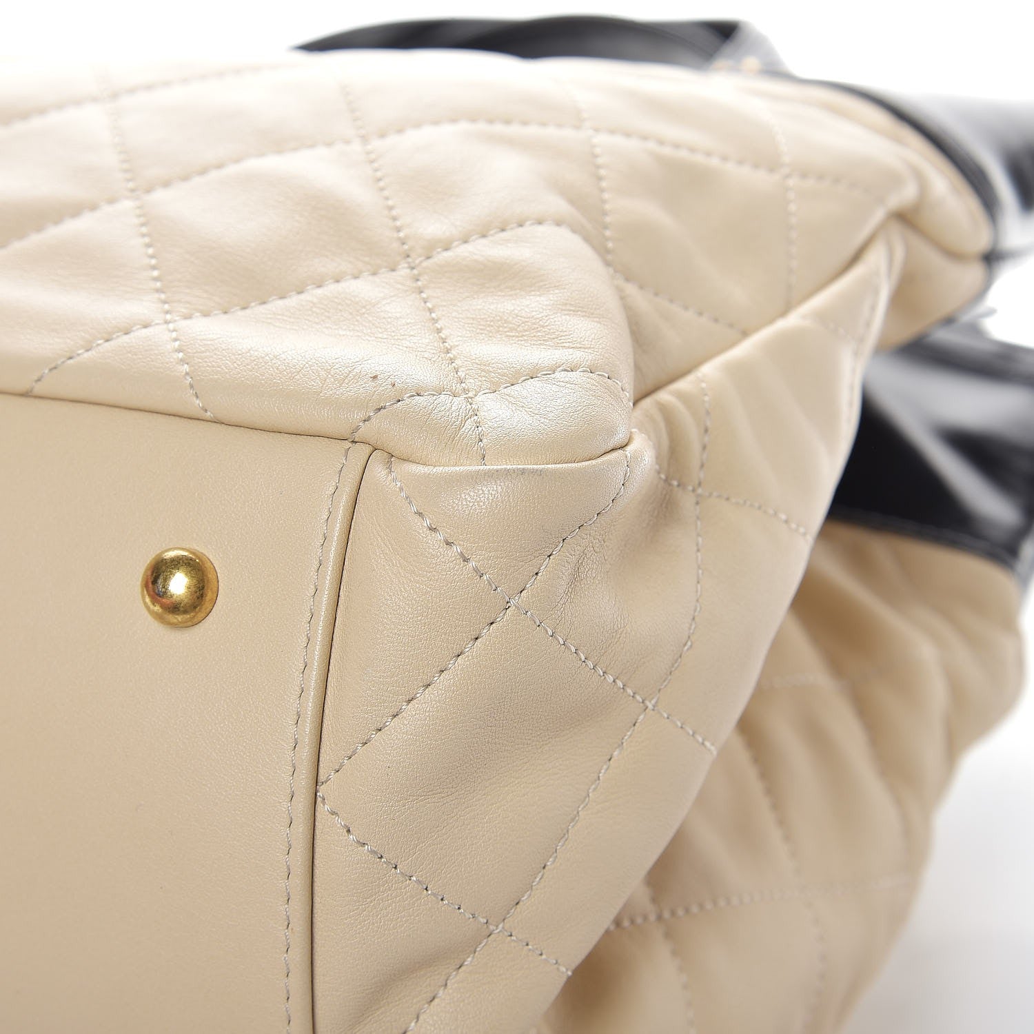 Chanel Calfskin Quilted In The Mix Shopping Tote Beige Black 10 of 10