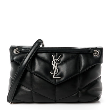 Saint Laurent Lambskin Quilted Small Loulou Puffer Monogram Chain Satchel Black 1 of 11