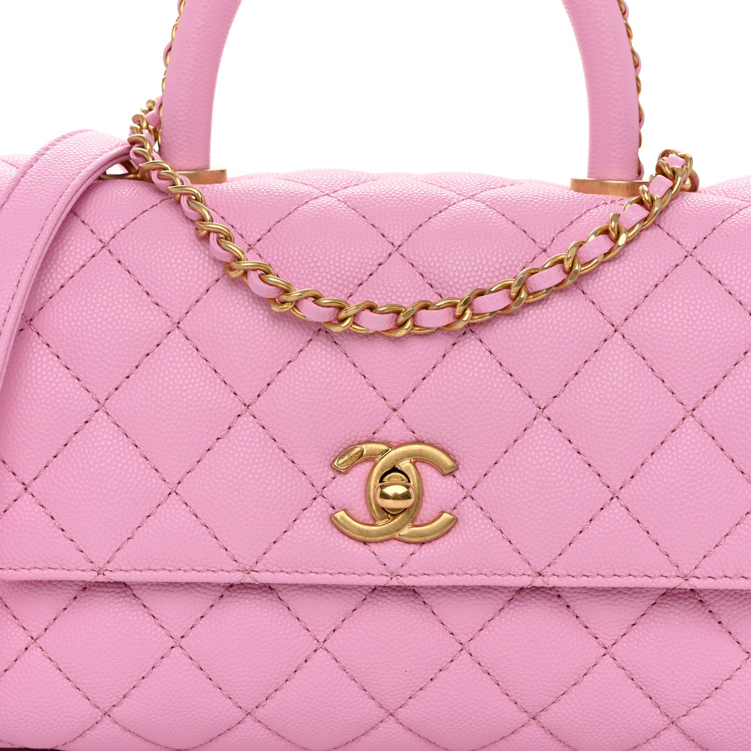 Chanel Caviar Quilted Mini Coco Chain Handle Flap Pink 8 of 10