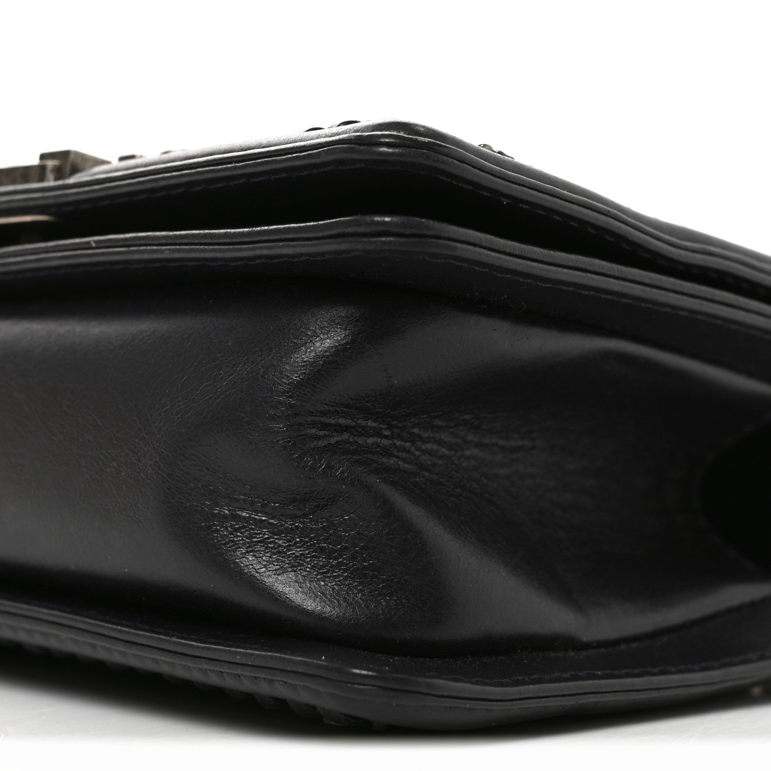Chanel Shiny Goatskin Quilted Small Boy Top Handle Flap Navy Blue 10 of 10