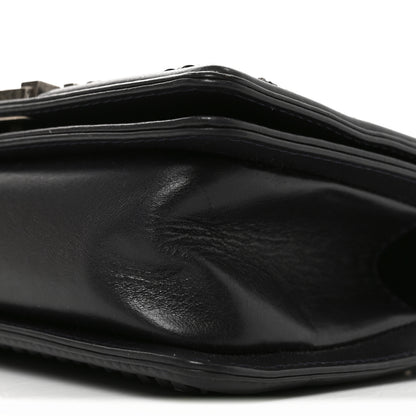 Chanel Shiny Goatskin Quilted Small Boy Top Handle Flap Navy Blue 10 of 10