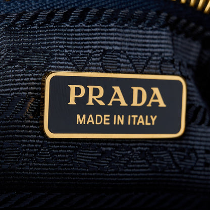 Prada Glossy Calfskin Triangle Small Bonnie Shoulder Bag Denim 6 of 10